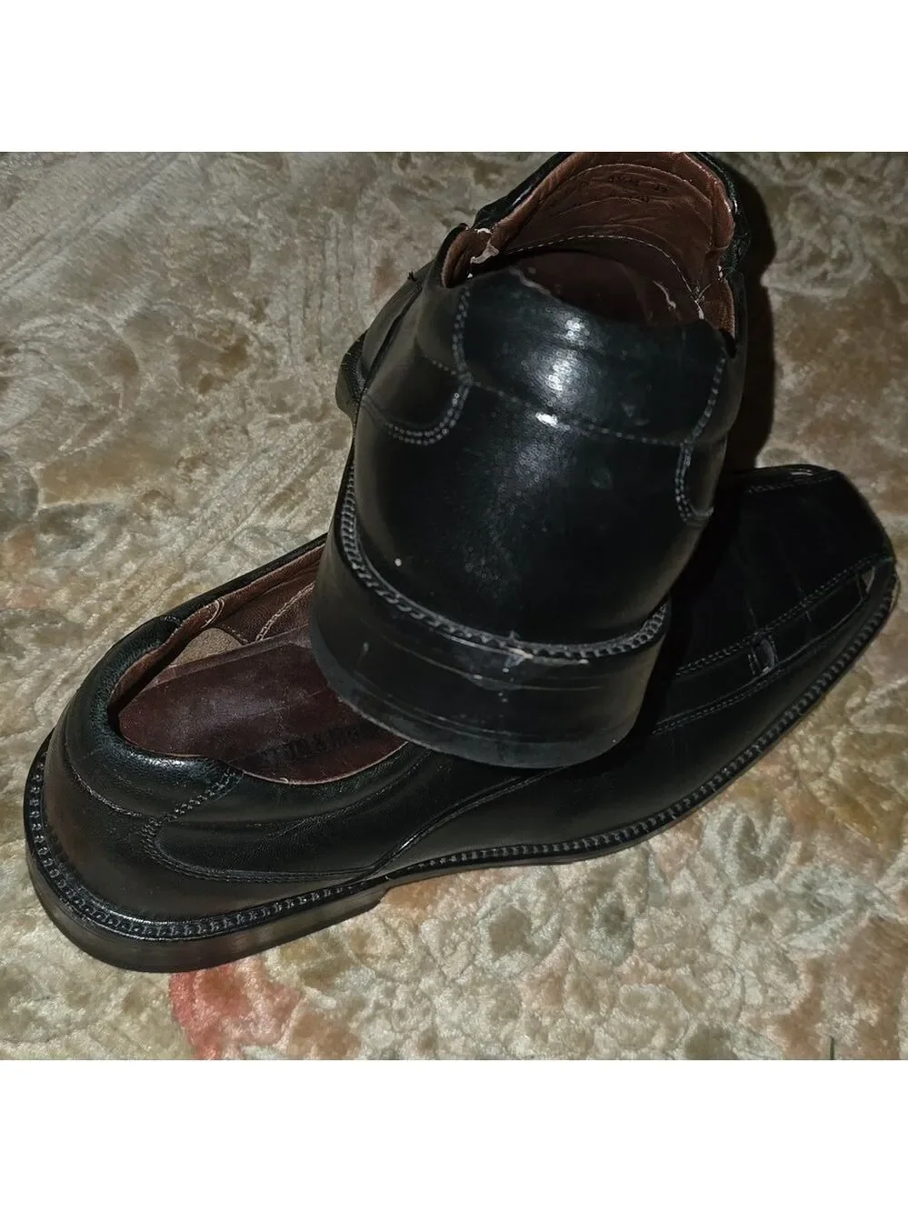 Johnston & Murphy Shoes Men's Size 8.5 8-1/2  Black Leather Loafers Slip On